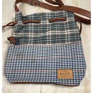 Fossil Autumn Colors Plaid Tweed Medium Shoulder Crossbody Bag.